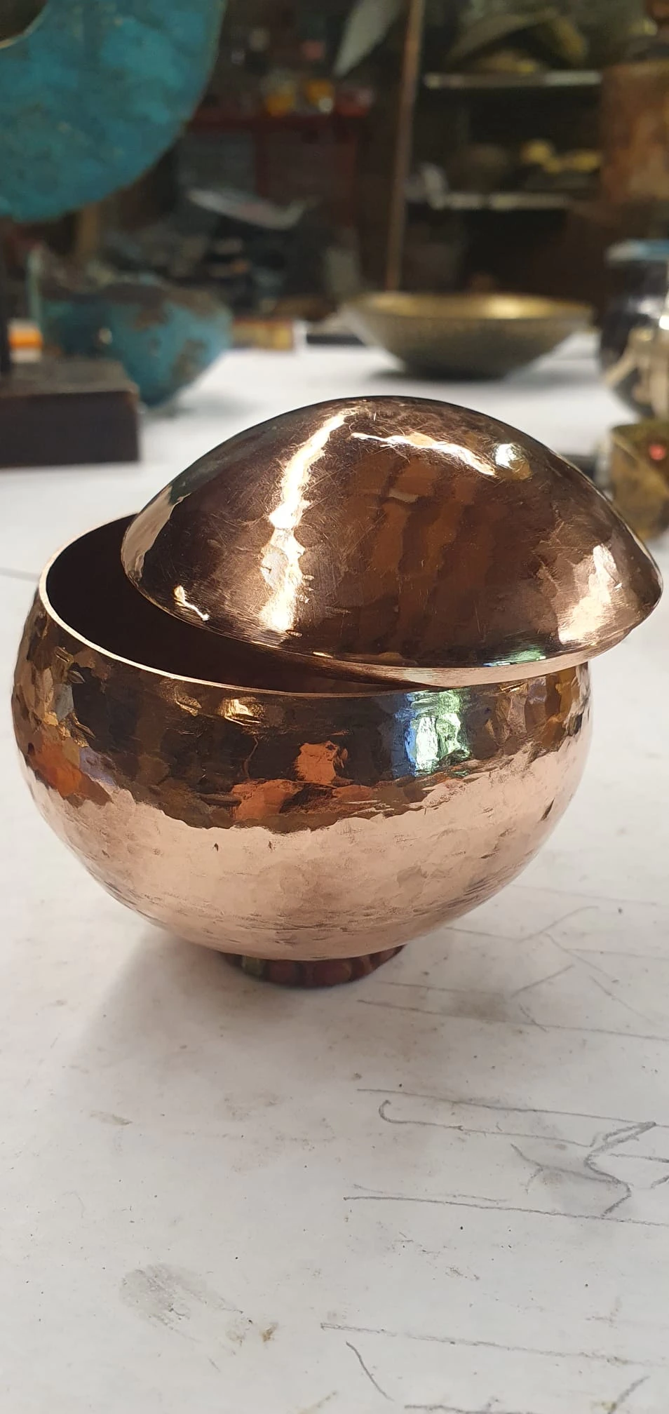 Boite en cuivre poli miroir